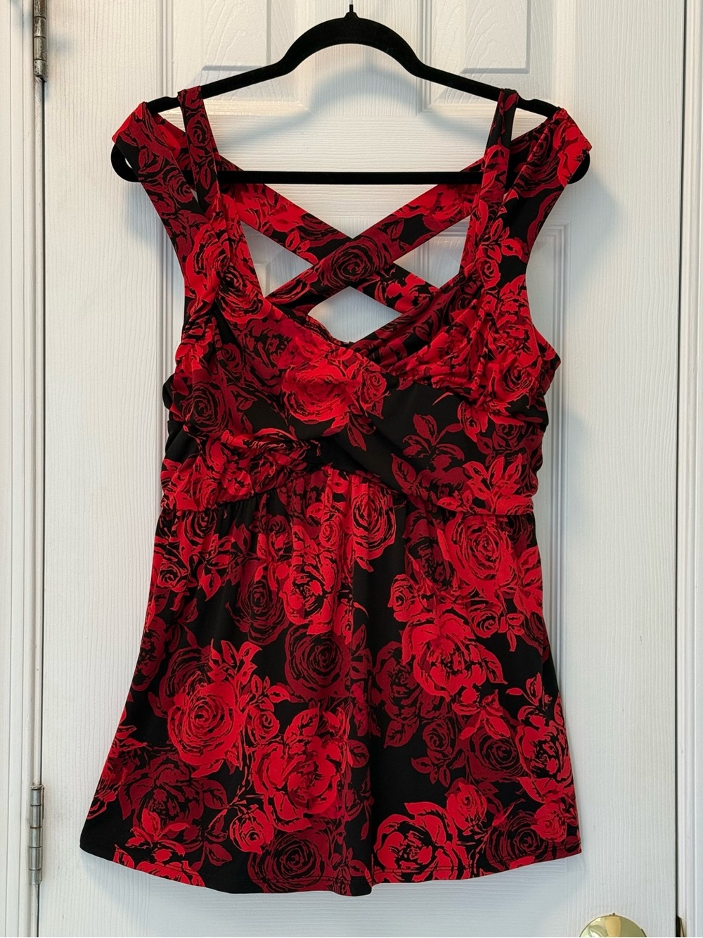 Torrid Red Black Floral Tank Y2K Noir Babydoll Whimsigoth Size 2 XL XXL 1X